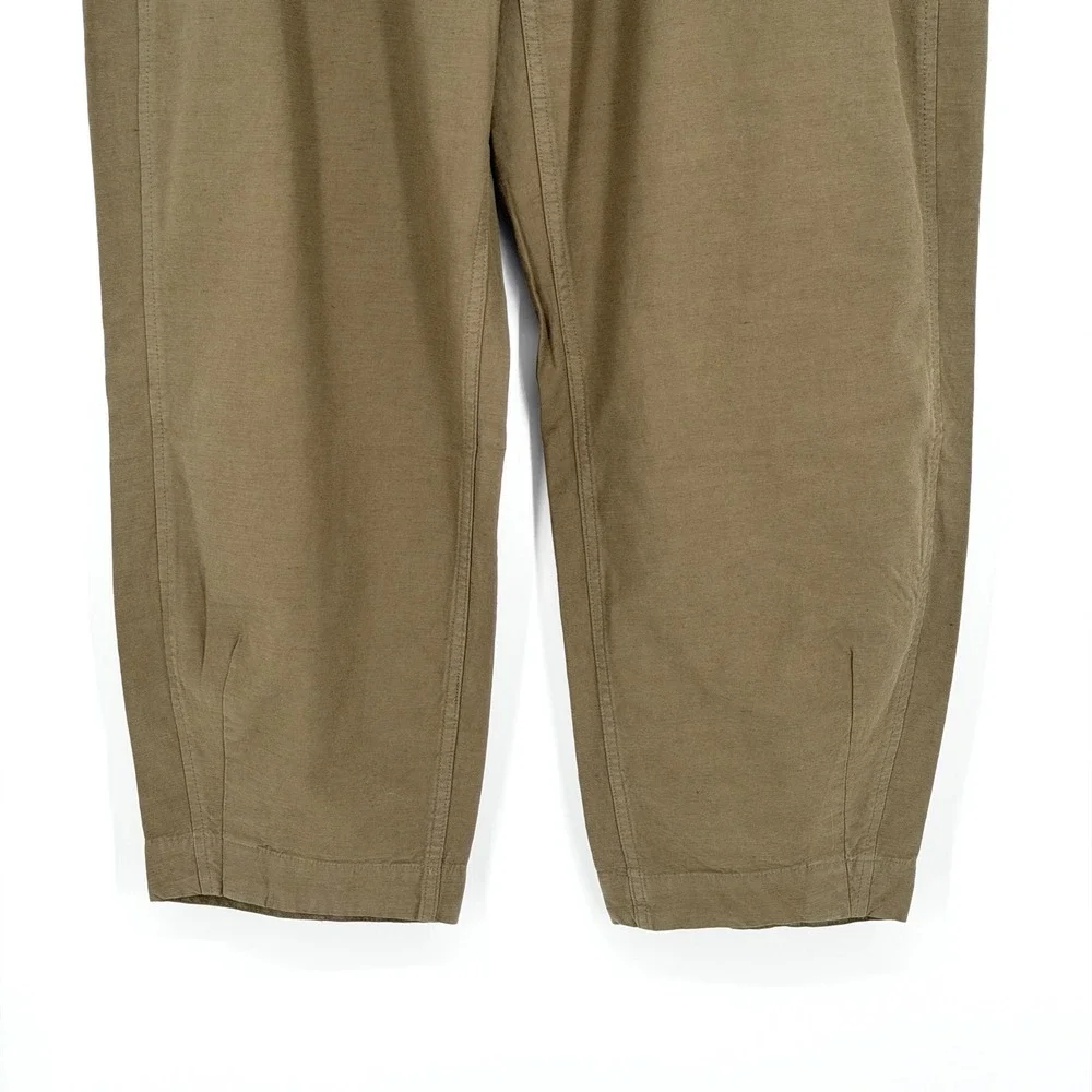 Everlane Fatigue Barrel Pants Green Organic Cotton Linen High Rise Trousers 14